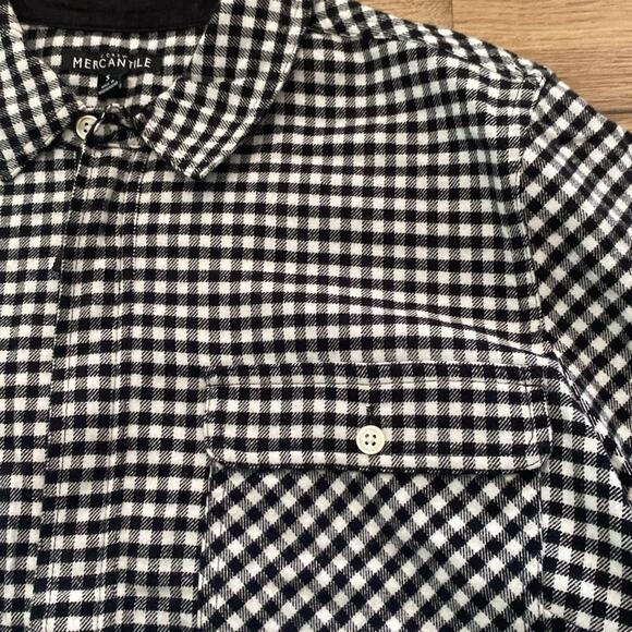 J.CREW MERCANTILE BLACK WHITE GINGHAM FLANNEL HALF ZIP 100% Cotton Sz Small - Picture 4 of 6